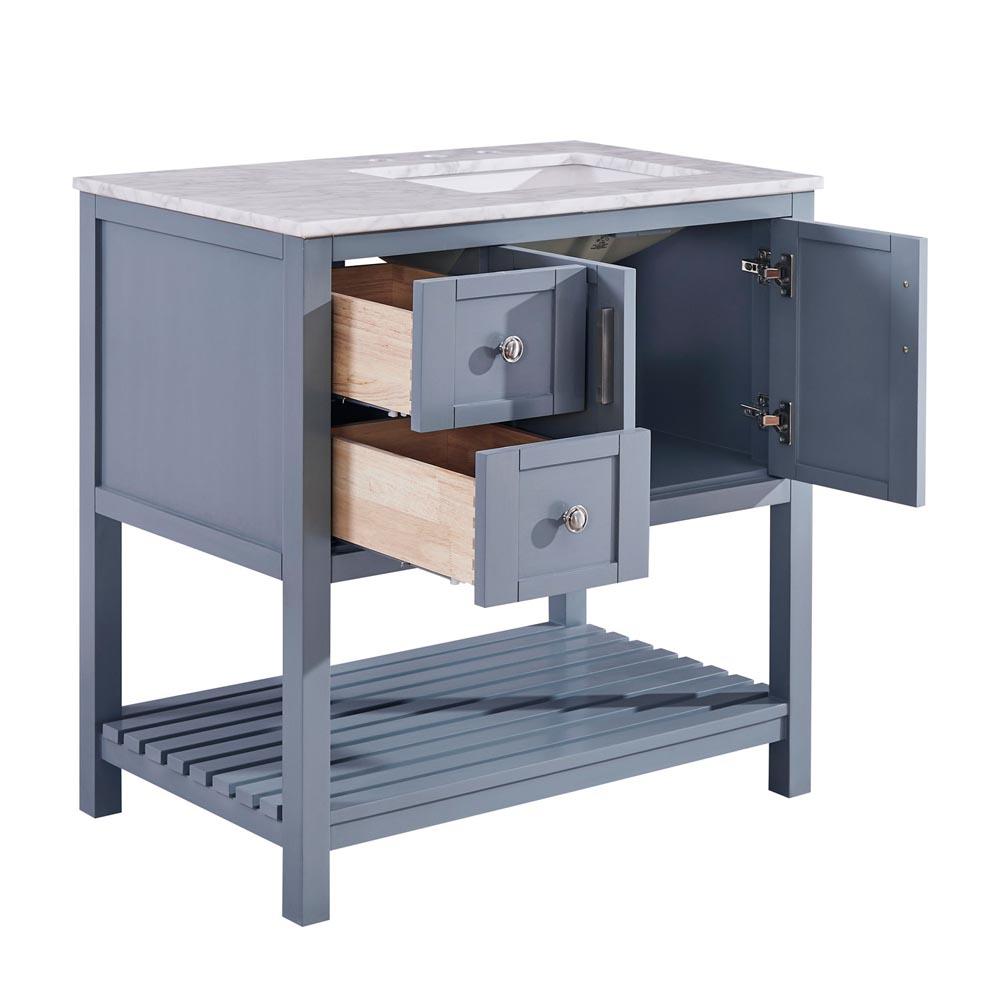 Silkroad 36" Single (Right) Sink Gray Cabinet Vanity Silkroad Exclusive 