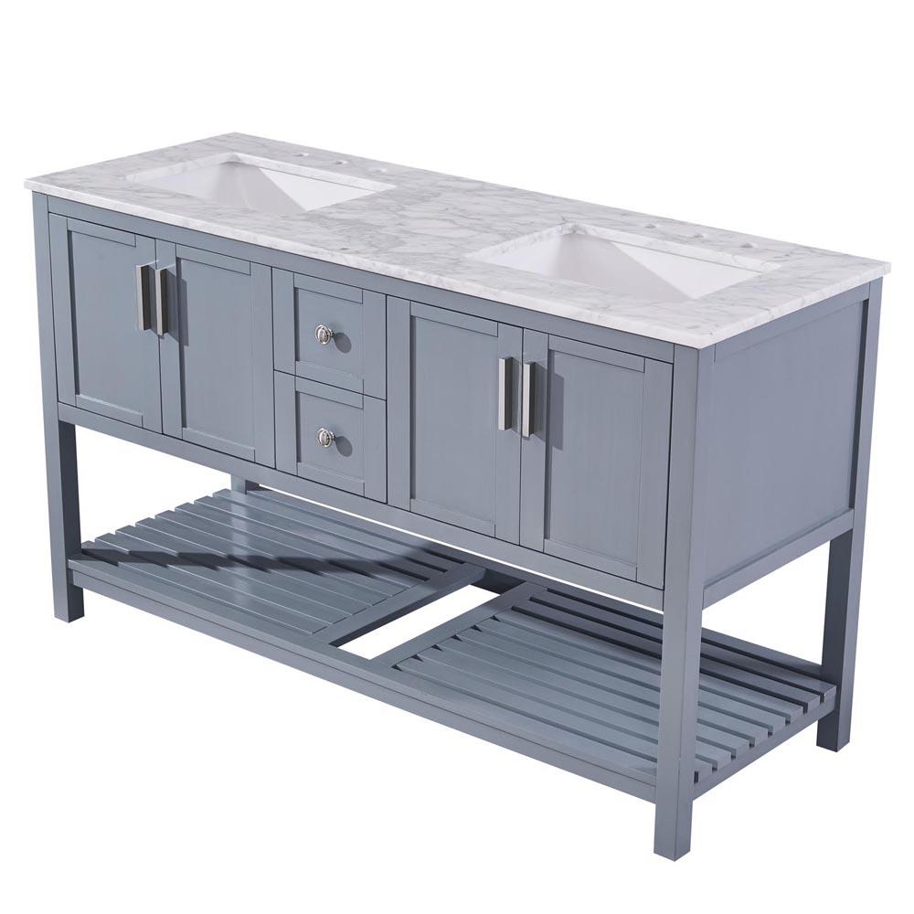 Silkroad 60" Double Sink Gray Cabinet Vanity Silkroad Exclusive 