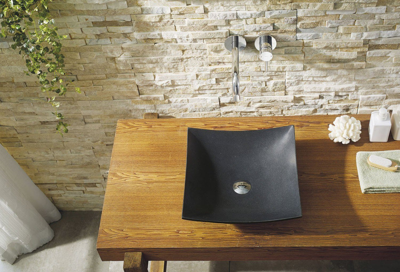 Virtu USA Apollo Natural Stone Bathroom Vessel Sink in Shanxi Black Granite Bathroom Sink Virtu USA 