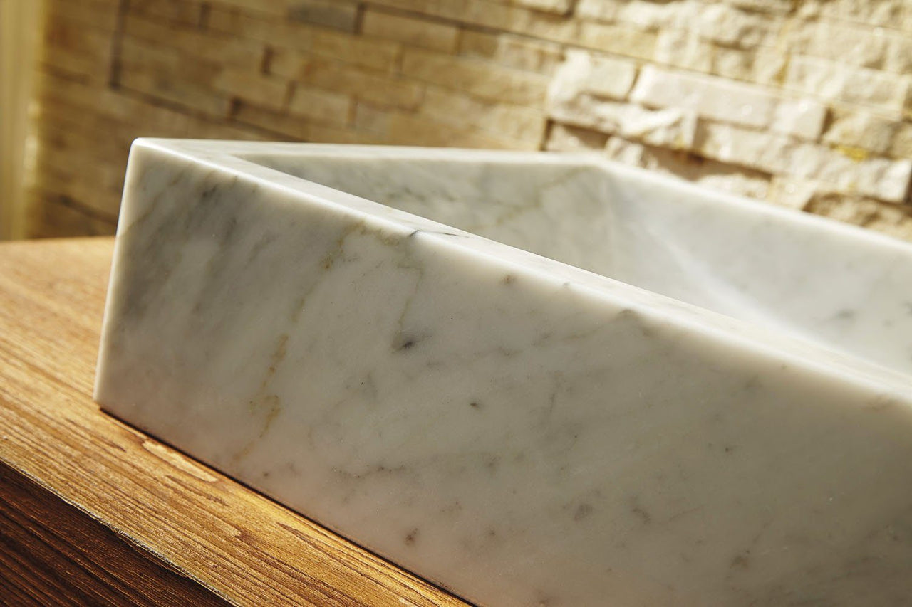 Virtu USA Mya Natural Stone Bathroom Vessel Sink in Bianco Carrara Marble Bathroom Sink Virtu USA 