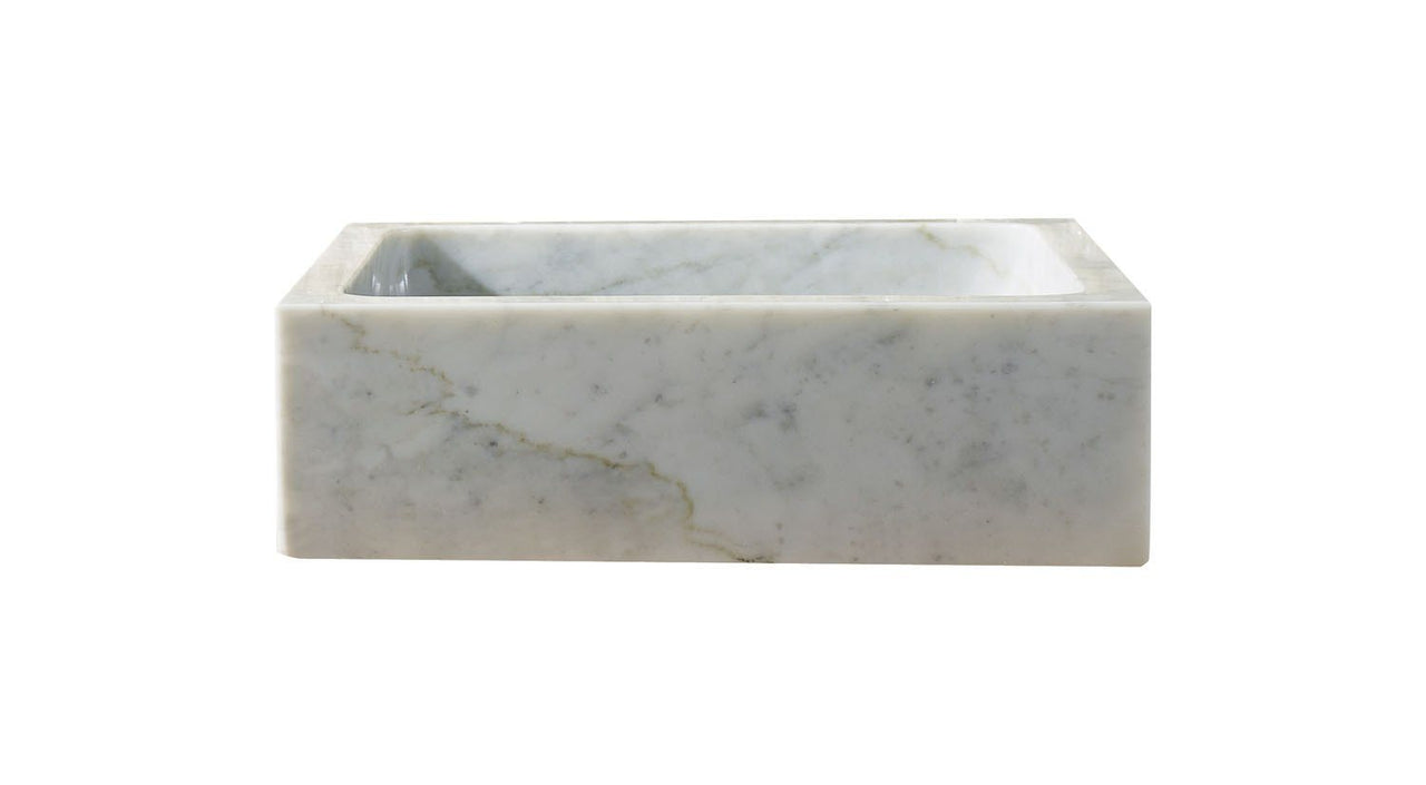 Virtu USA Mya Natural Stone Bathroom Vessel Sink in Bianco Carrara Marble Bathroom Sink Virtu USA 