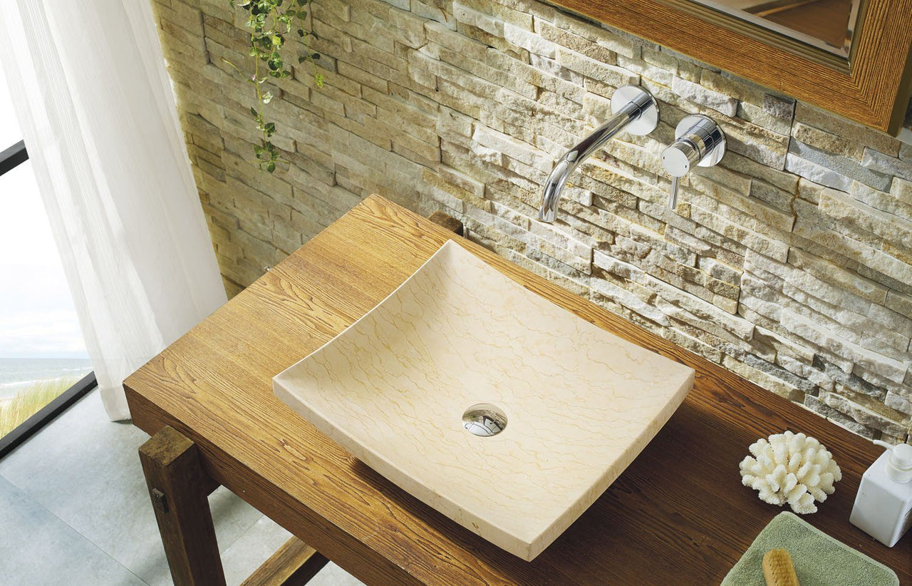 Virtu USA Icarus Natural Stone Bathroom Vessel Sink in Sunny Yellow Marble Bathroom Sink Virtu USA 