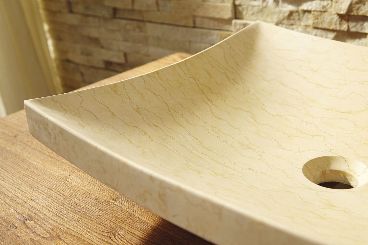 Virtu USA Icarus Natural Stone Bathroom Vessel Sink in Sunny Yellow Marble Bathroom Sink Virtu USA 