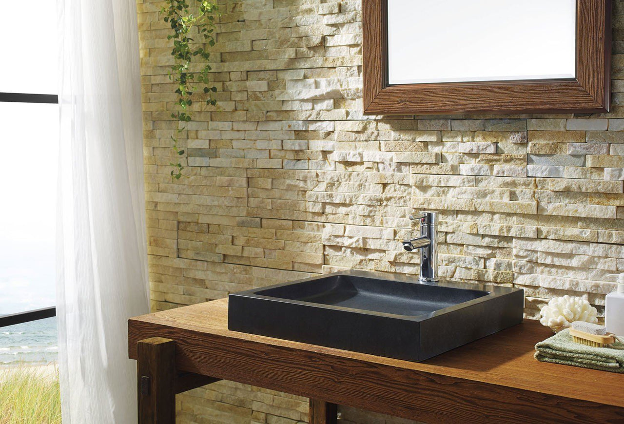 Virtu USA Nester Natural Stone Bathroom Vessel Sink in Shanxi Black Granite Bathroom Sink Virtu USA 
