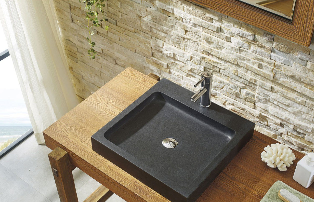 Virtu USA Nester Natural Stone Bathroom Vessel Sink in Shanxi Black Granite Bathroom Sink Virtu USA 