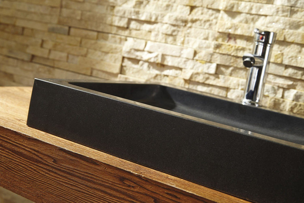 Virtu USA Nester Natural Stone Bathroom Vessel Sink in Shanxi Black Granite Bathroom Sink Virtu USA 
