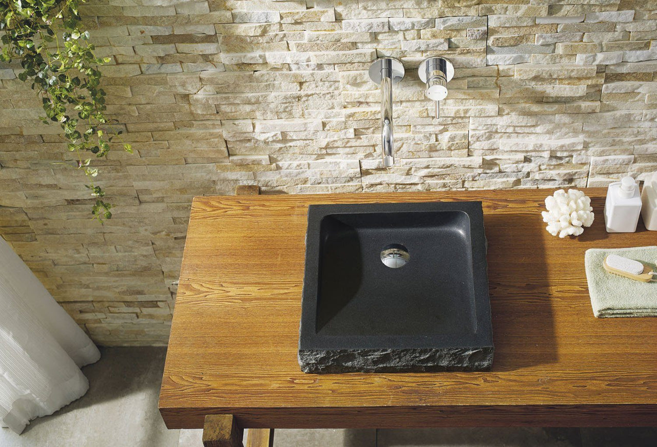 Virtu USA Neril Natural Stone Bathroom Vessel Sink in Shanxi Black Granite Bathroom Sink Virtu USA 