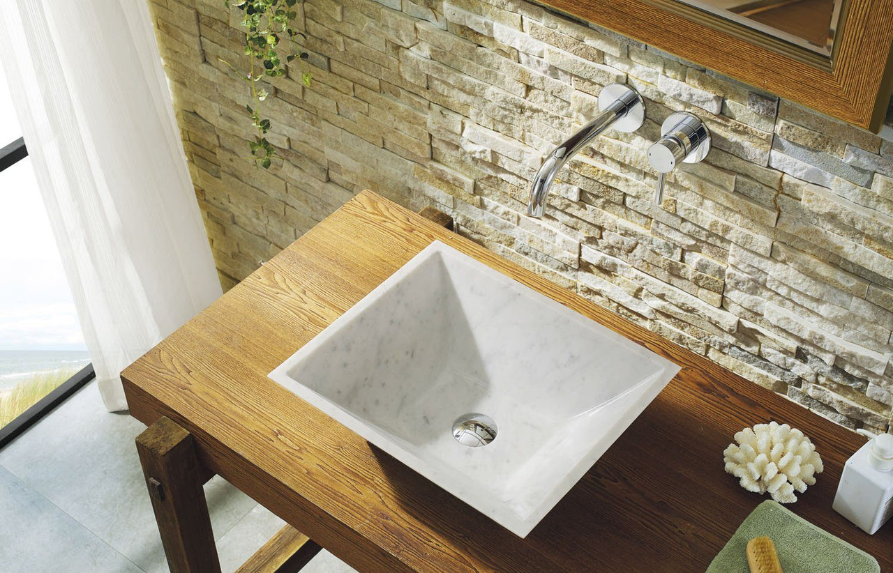 Virtu USA Helios Natural Stone Bathroom Vessel Sink in Bianco Carrara Marble Bathroom Sink Virtu USA 