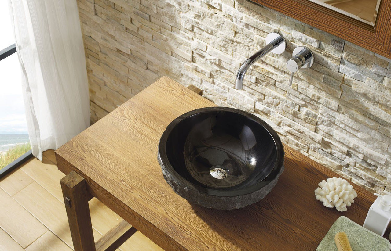 Virtu USA Adonia Natural Stone Bathroom Vessel Sink in Shanxi Black Granite Bathroom Sink Virtu USA 