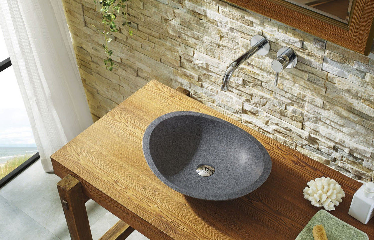 Virtu USA Bia Natural Stone Bathroom Vessel Sink in G654 Granite Bathroom Sink Virtu USA 