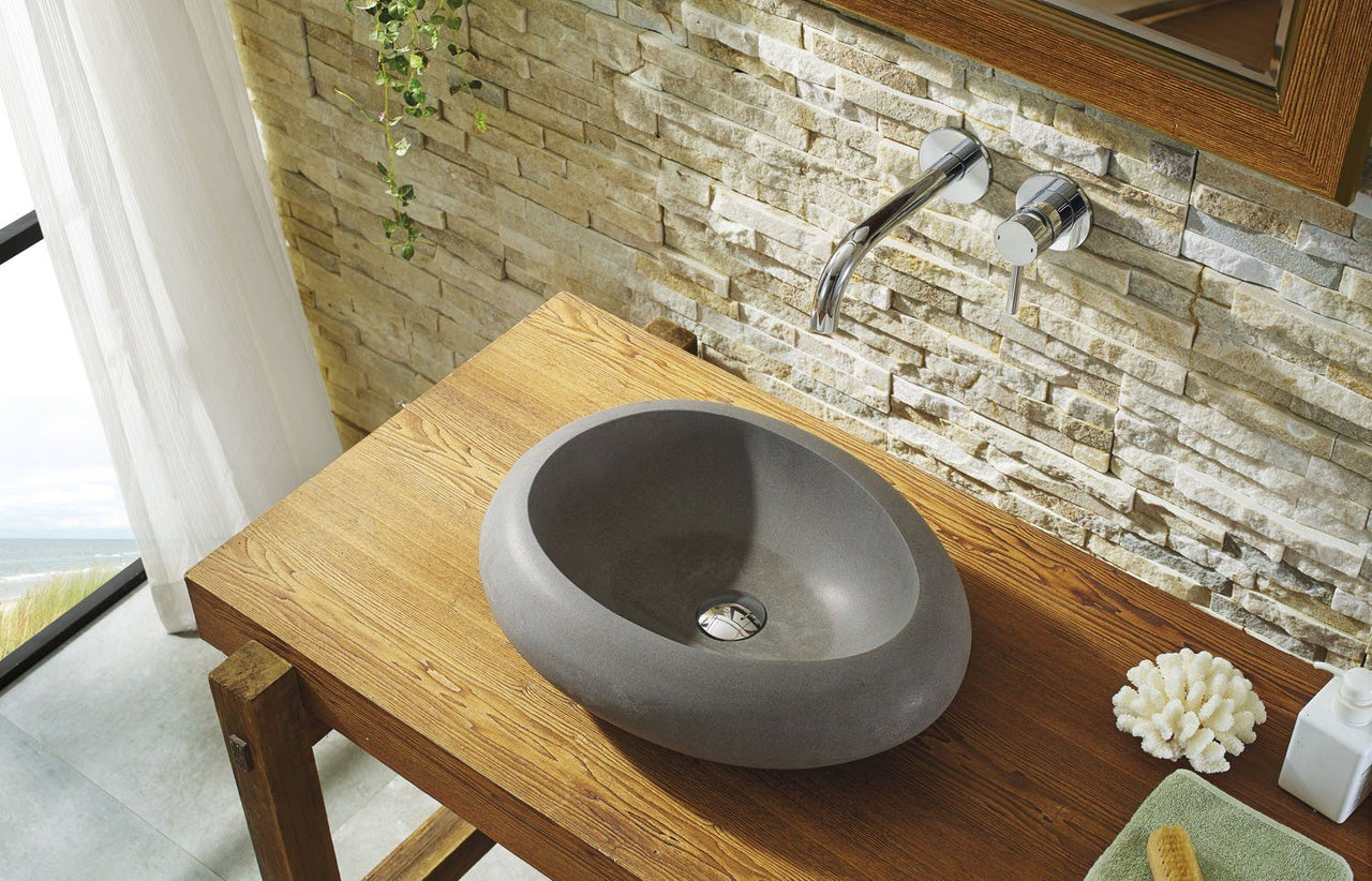 Virtu USA Athena Natural Stone Bathroom Vessel Sink in Andesite Granite Bathroom Sink Virtu USA 