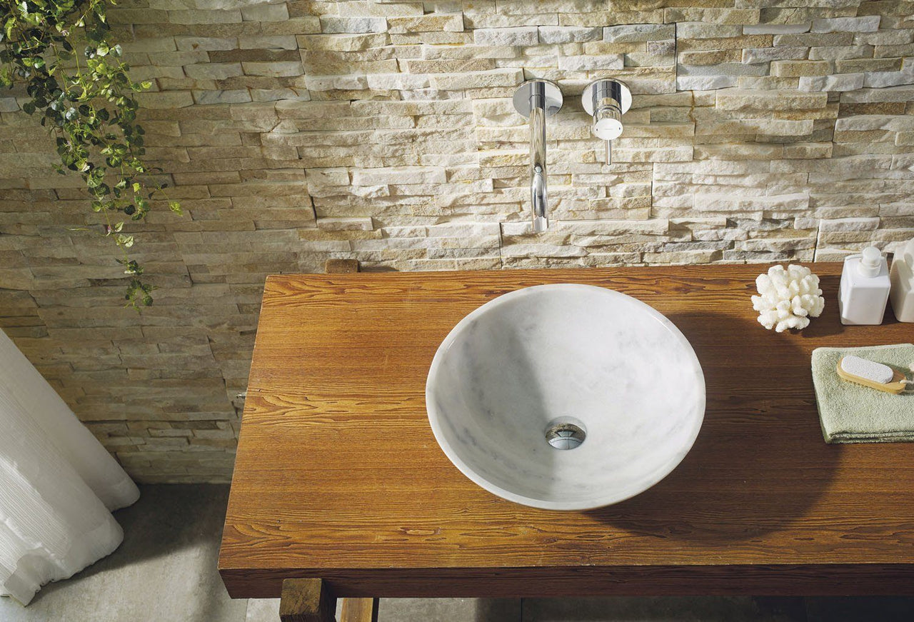 Virtu USA Thia Natural Stone Bathroom Vessel Sink in Guangxi White Marble Bathroom Sink Virtu USA 