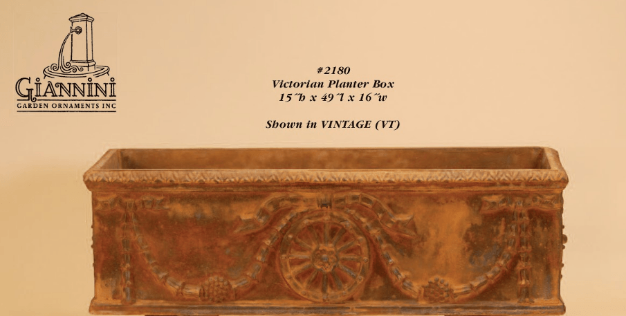 Victorian Planter Box Cast Stone Outdoor Garden Planter Planter Tuscan 