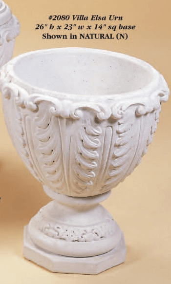 Villa Elsa Urn Cast Stone Outdoor Garden Planter Planter Tuscan 