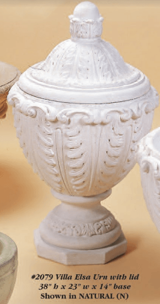 Villa Elsa Urn With Lid Cast Stone Outdoor Garden Planter Planter Tuscan 