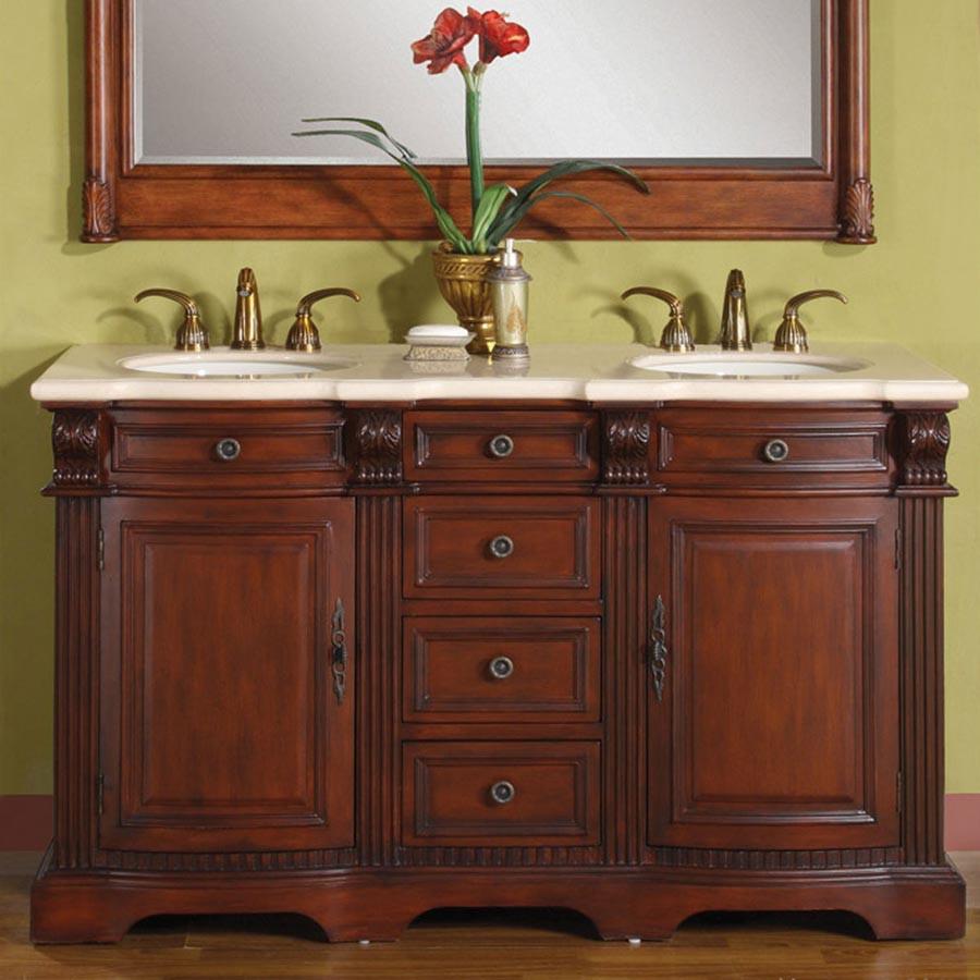 Silkroad 58" Traditional Double Sink Bathroom Vanity Vanity Silkroad Exclusive 