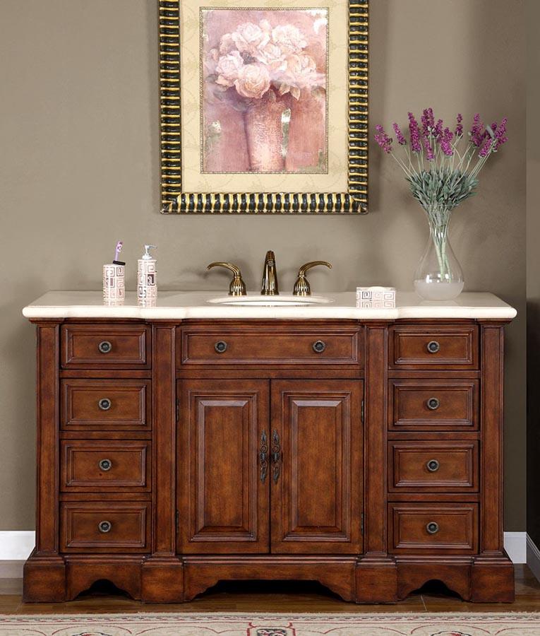 Silkroad 58.5" Traditional Single Sink Bathroom Vanity Vanity Silkroad Exclusive 