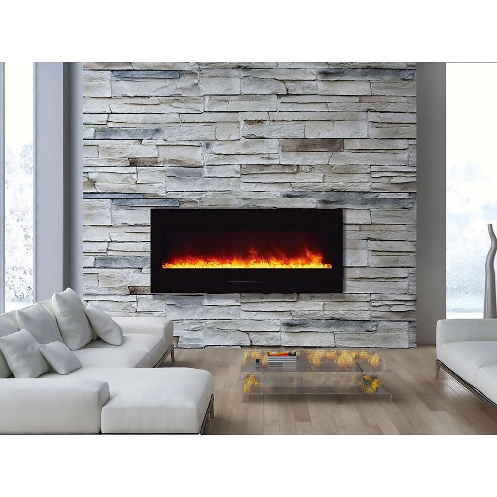 Amantii NEW 50" Fireplace w/ blk gls surround, Clear Media No Mood light Electric Fireplace Amantii 