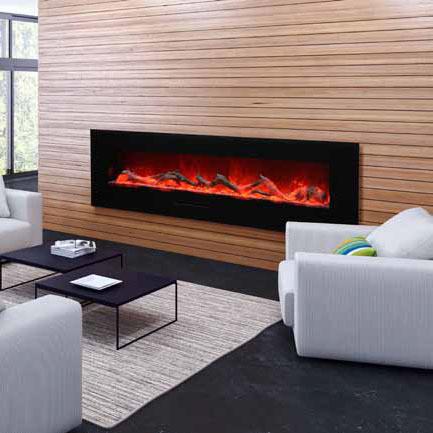 Amantii 72"Flush Mount fireplace w/ Blk Surround, Log set & 3 colors of media Electric Fireplace Amantii 