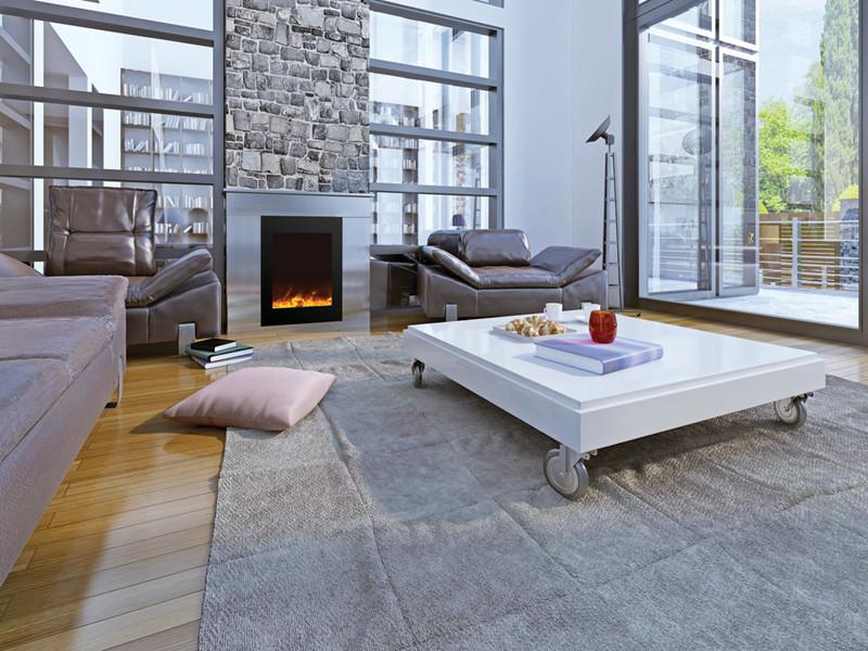 Amantii ZECL fireplace with 29" x 39" blk gls surround, log set 3 colors media Electric Fireplace Amantii 