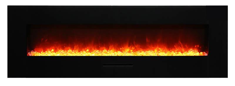 Amantii 60"Flush Mount fireplace w/ Blk Surround, Log set & 3 colors of media Electric Fireplace Amantii 