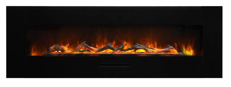 Amantii 60"Flush Mount fireplace w/ Blk Surround, Log set & 3 colors of media Electric Fireplace Amantii 