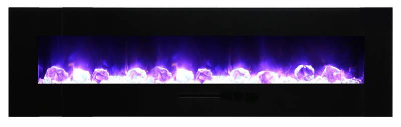 Amantii 72" Flush Mount fireplace w/ Black Glass Surround, log set & ice media Electric Fireplace Amantii 