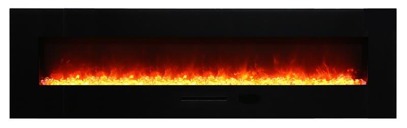 Amantii 72"Flush Mount fireplace w/ Blk Surround, Log set & 3 colors of media Electric Fireplace Amantii 