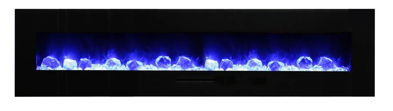 Amantii 88" Flush Mount fireplace w/ Black Glass Surround, log set & ice media Electric Fireplace Amantii 