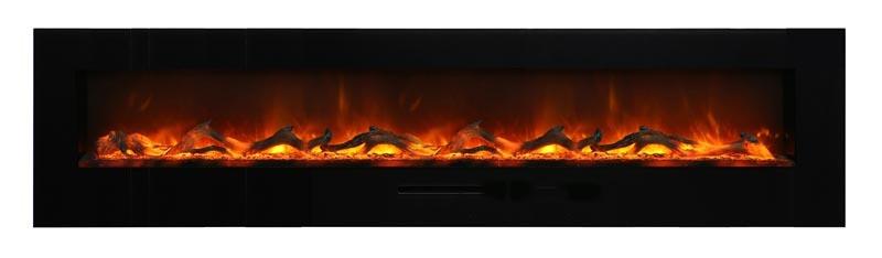 Amantii 88"Flush Mount fireplace w/ Blk Surround,Log set & 3 colors of media Electric Fireplace Amantii 