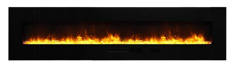 Amantii 88"Flush Mount fireplace w/ Blk Surround,Log set & 3 colors of media Electric Fireplace Amantii 
