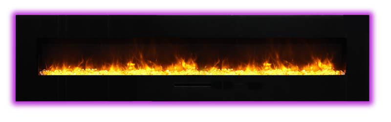 Amantii 88" Flush Mount fireplace w/ Black Glass Surround, log set & ice media Electric Fireplace Amantii 