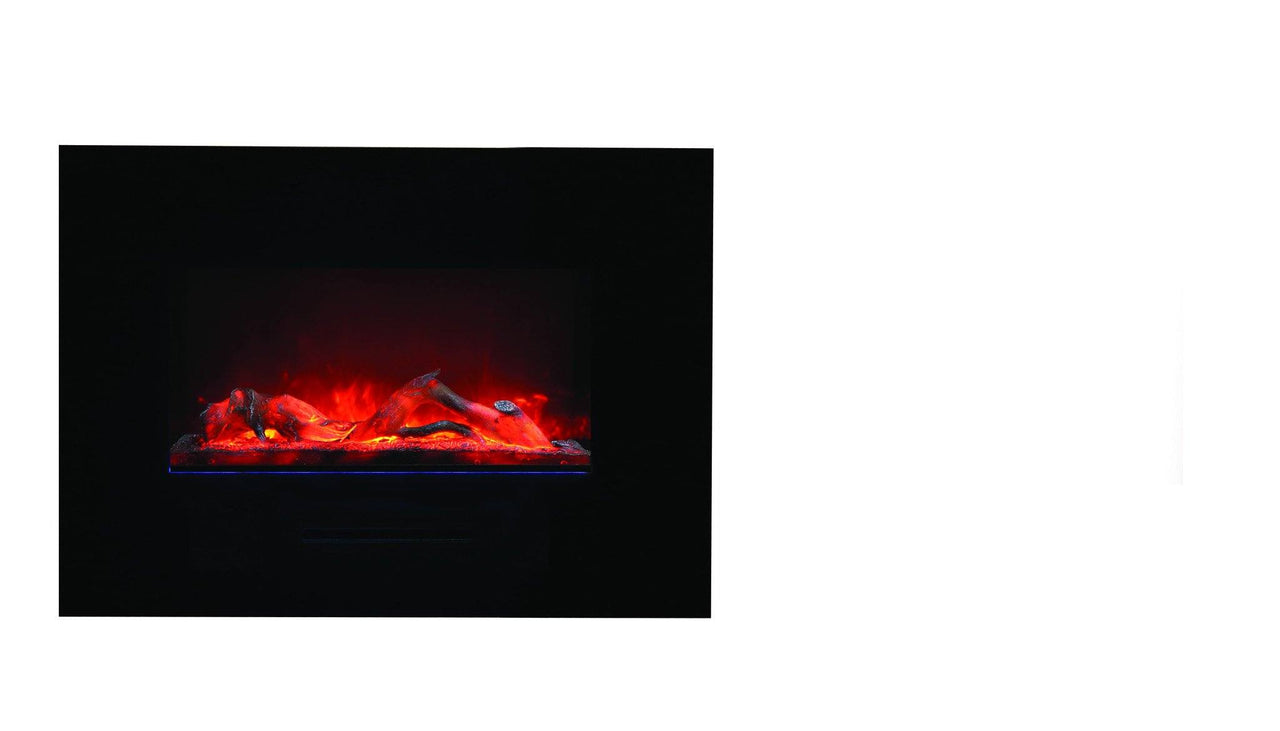 Amantii 26"Flush Mount fireplace with Black Glass Surround,Log set & 3 colors of media Electric Fireplace Amantii 