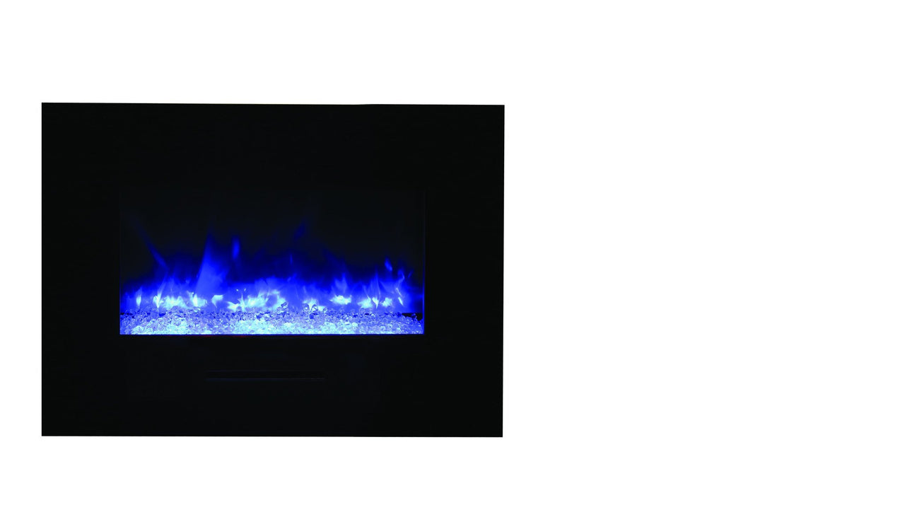 Amantii 26" Flush Mount fireplace with Black Glass Surround, log set & ice media Electric Fireplace Amantii 