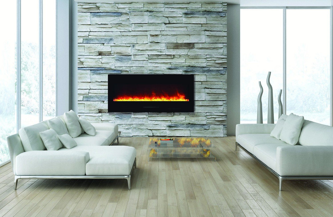 Amantii 8 PACK - 50" blk gls surround, NO LOG SET, Clear Media No Mood Light Electric Fireplace Amantii 