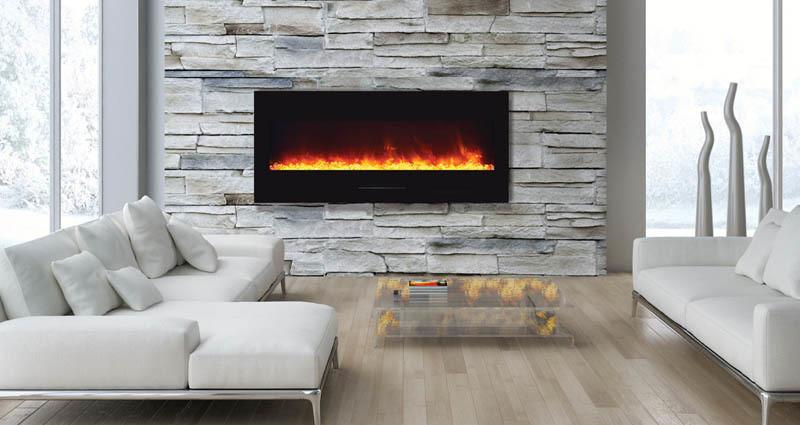Amantii 50"fireplace w/ blk surround,log set & 3 colors of media No Mood light Electric Fireplace Amantii 