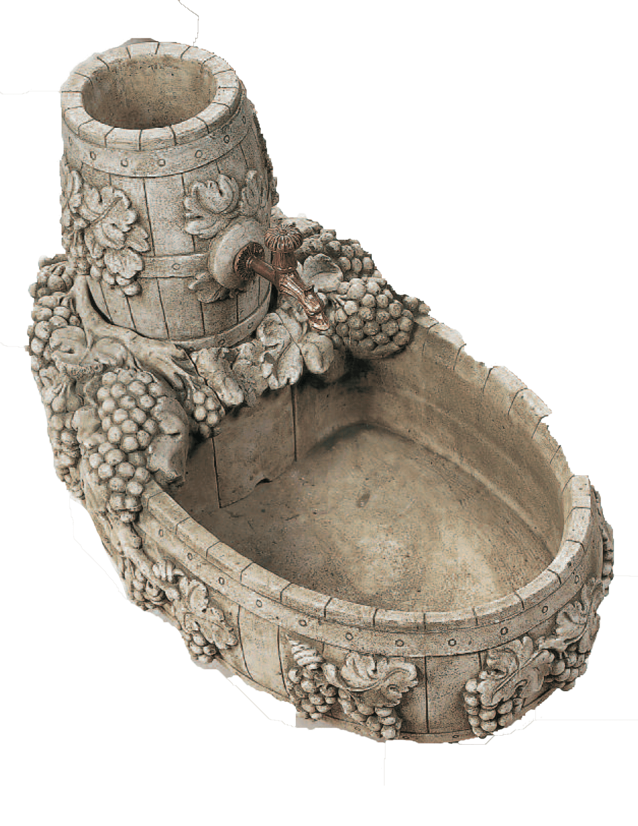 Wine Barrel Cast stone Outdoor Garden Fountain With Spout Fountain Tuscan 