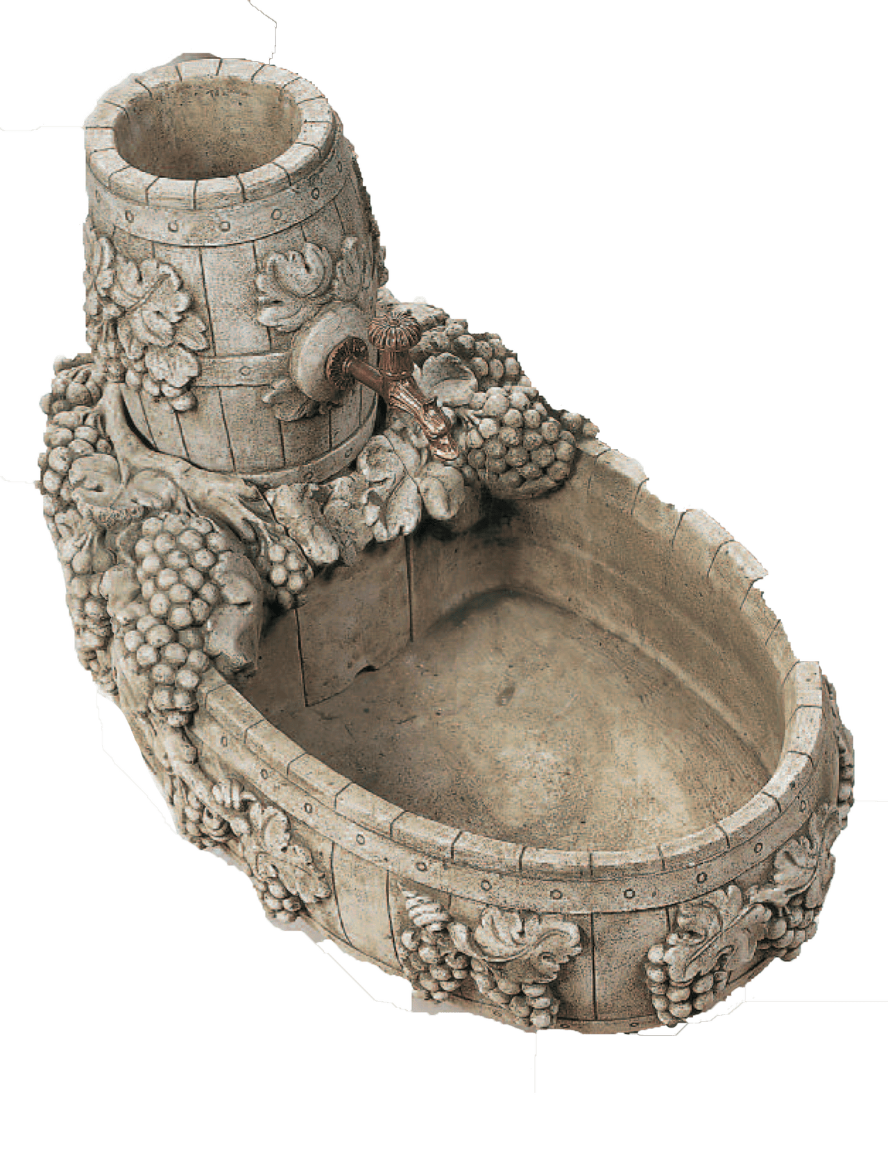 Wine Barrel Cast stone Outdoor Garden Fountain With Spout Fountain Tuscan 