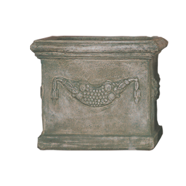 Square Garland Pot Cast Stone Outdoor Planter Tuscan Natural (N) Extra Large 