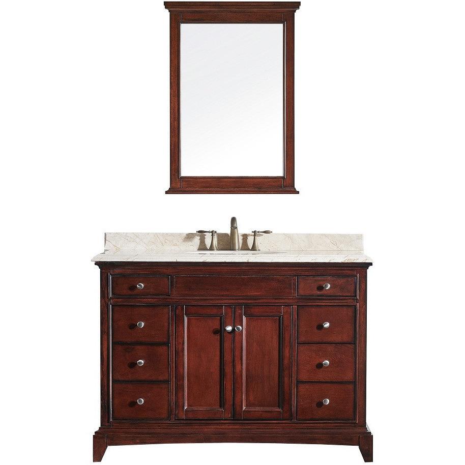Eviva Elite Stamford® 48" Brown Solid Wood Vanity Set with Double OG Crema Marfil Marble Top & White Undermount Porcelain Sink Vanity Eviva 