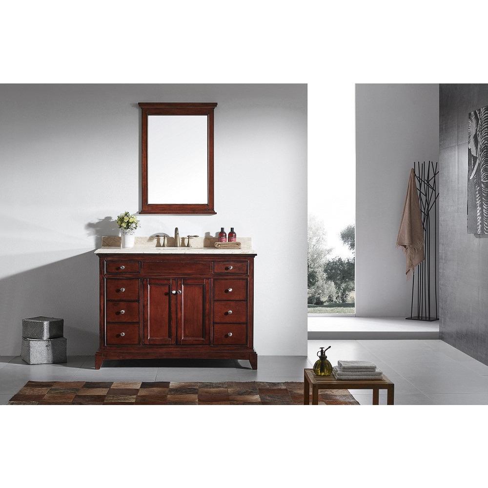 Eviva Elite Stamford® 48" Brown Solid Wood Vanity Set with Double OG Crema Marfil Marble Top & White Undermount Porcelain Sink Vanity Eviva 