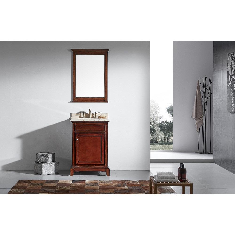 Eviva Elite Stamford® 24"Brown Solid Wood Vanity Set with Double OG Crema Marfil Marble Top Vanity Eviva 