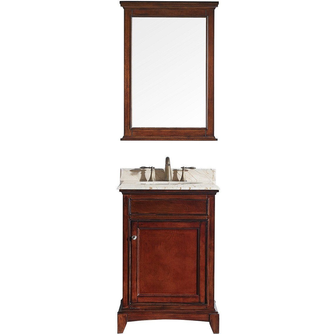 Eviva Elite Stamford® 24"Brown Solid Wood Vanity Set with Double OG Crema Marfil Marble Top Vanity Eviva 