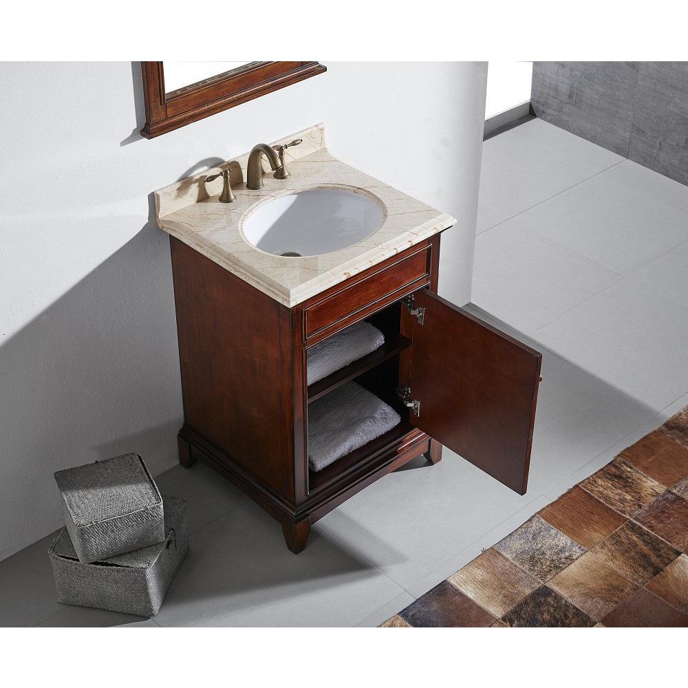 Eviva Elite Stamford® 24"Brown Solid Wood Vanity Set with Double OG Crema Marfil Marble Top Vanity Eviva 