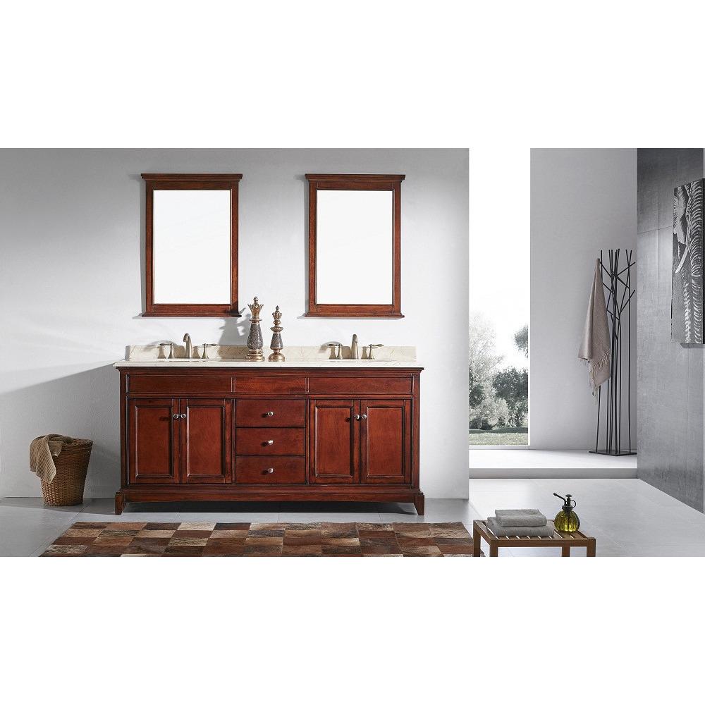 Eviva Elite Stamford® 60" Brown Solid Wood Vanity Set with Double OG Crema Marfil Marble Top Vanity Eviva 