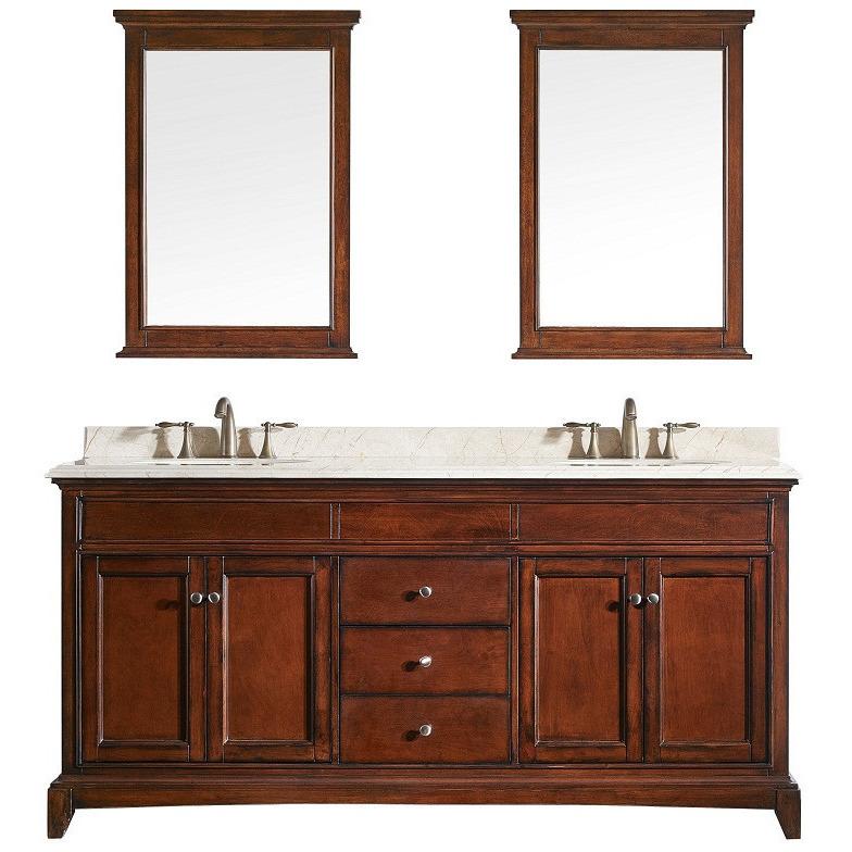 Eviva Elite Stamford® 60" Brown Solid Wood Vanity Set with Double OG Crema Marfil Marble Top Vanity Eviva 