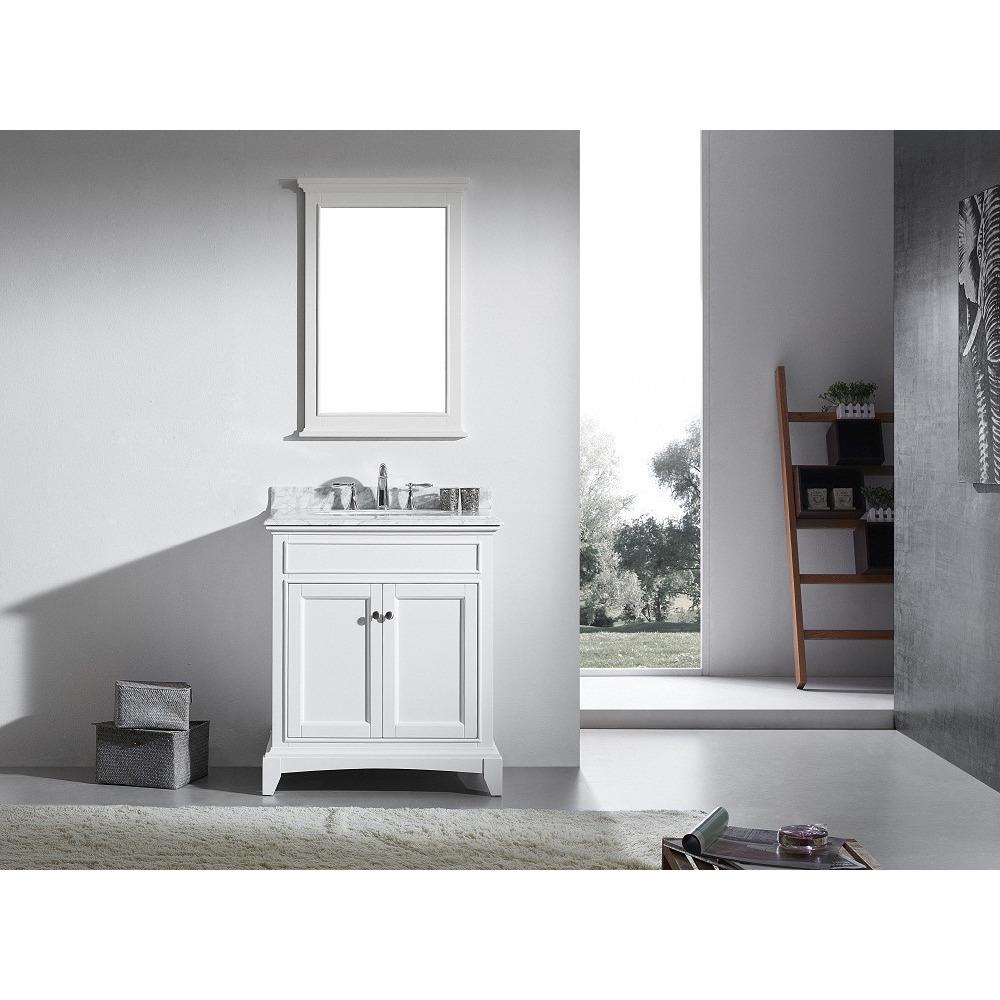 Eviva Elite Stamford® 30"White Solid Wood Vanity Set with Double OG White Carrera Marble Top & White Undermount Porcelain Sink Vanity Eviva 