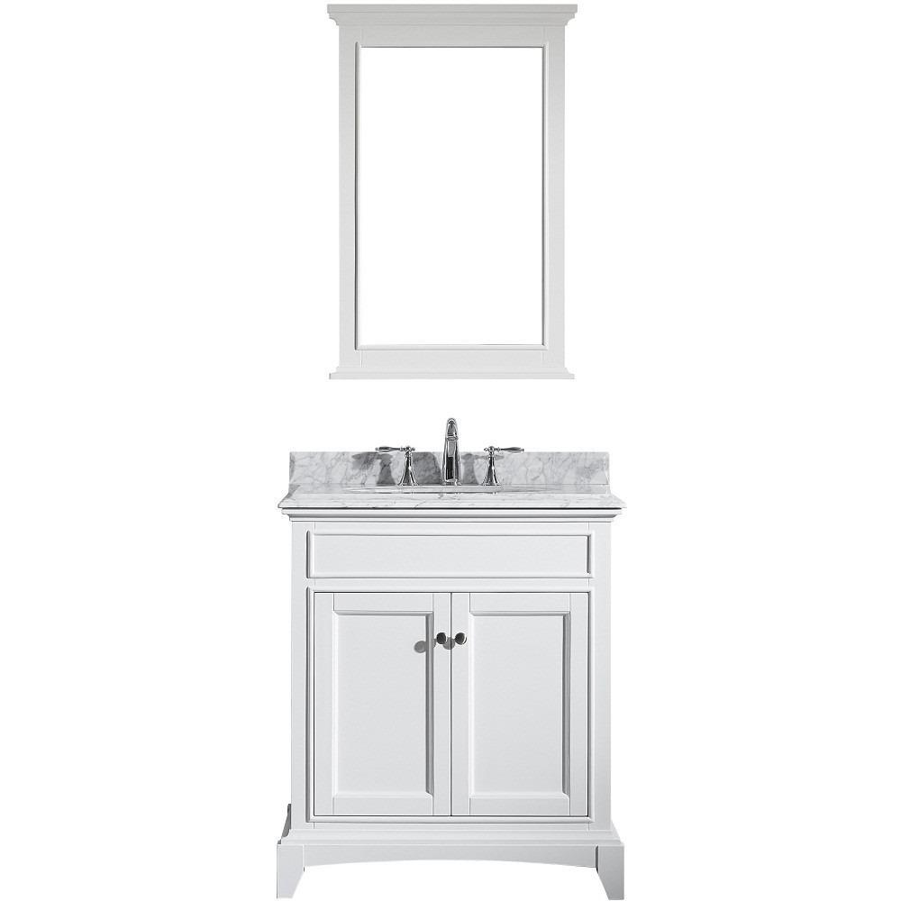 Eviva Elite Stamford® 30"White Solid Wood Vanity Set with Double OG White Carrera Marble Top & White Undermount Porcelain Sink Vanity Eviva 