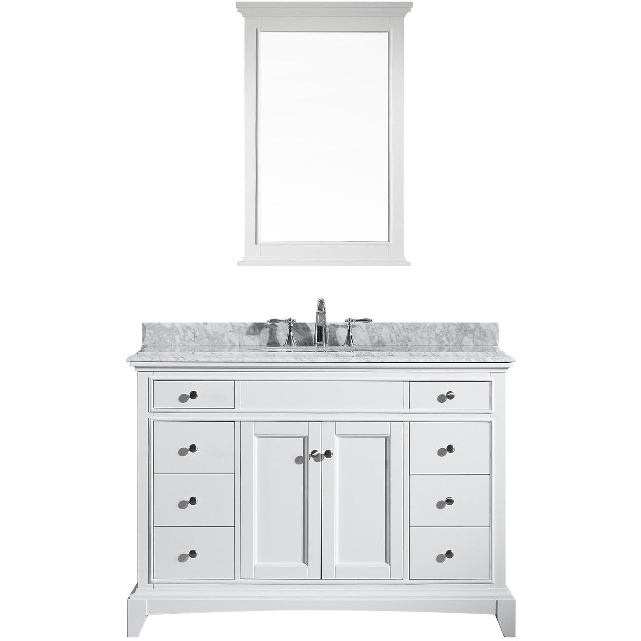Eviva Elite Stamford® 48" White Solid Wood Vanity Set with Double OG White Carrera Marble Top Vanity Eviva 