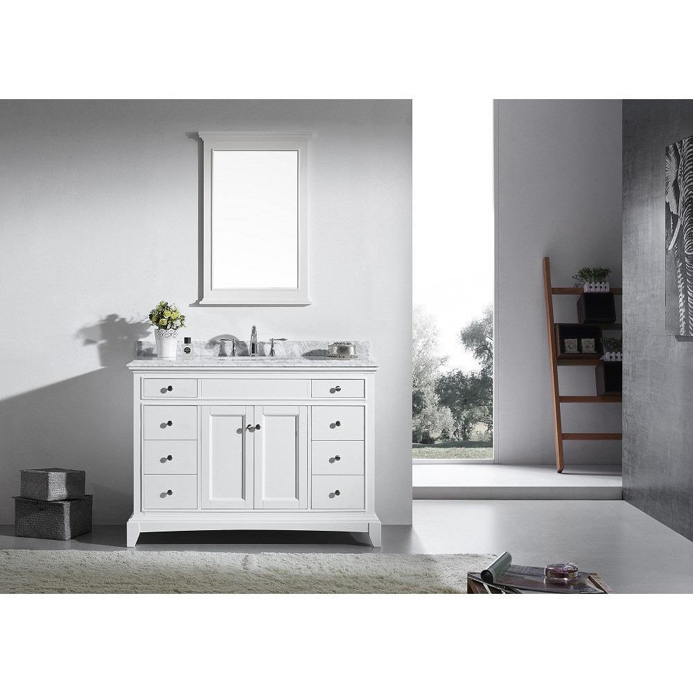 Eviva Elite Stamford® 48" White Solid Wood Vanity Set with Double OG White Carrera Marble Top Vanity Eviva 